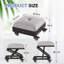 Modern Adjustable Height Lifting Foot Stool With Wheels Grey Fabric Ottoman Portable Metal Footstool, Foldable Steel Frame