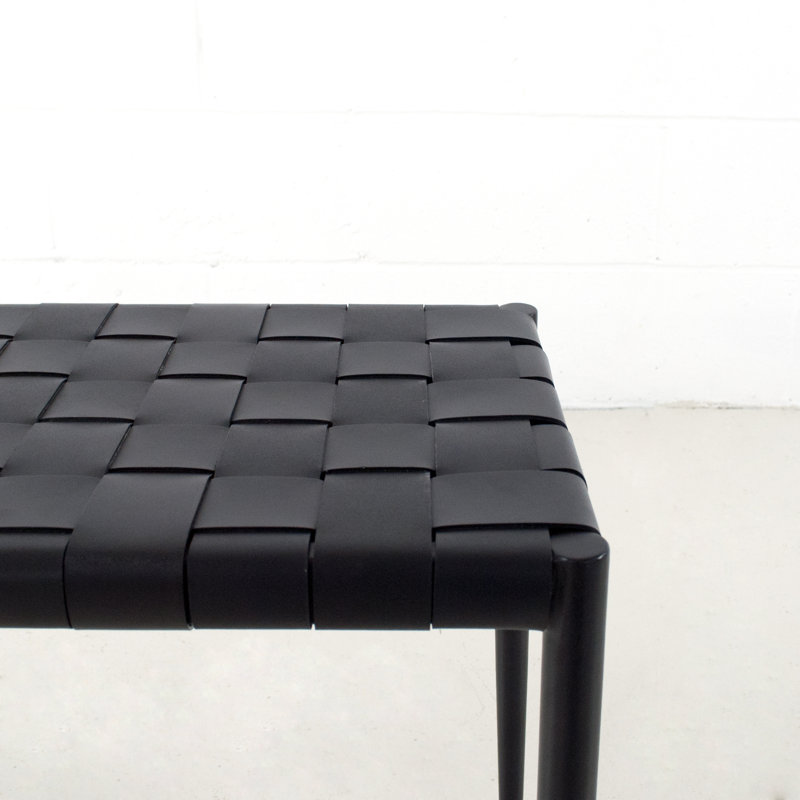 Banc en similicuir Bensonhurst, H 18,5 po x l 28 po x P 12 po, Noir