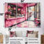Ensemble de décoration murale rose pâtisserie paradisiaque accentuée de noir-107194328-107194334