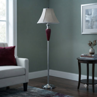 Lampe sur pied 65 en rouge cerise déco argent brossé