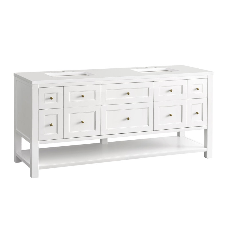 Breckenridge 72'' W Double Vanity, Bright White, White Zeus, 8" Widespread
