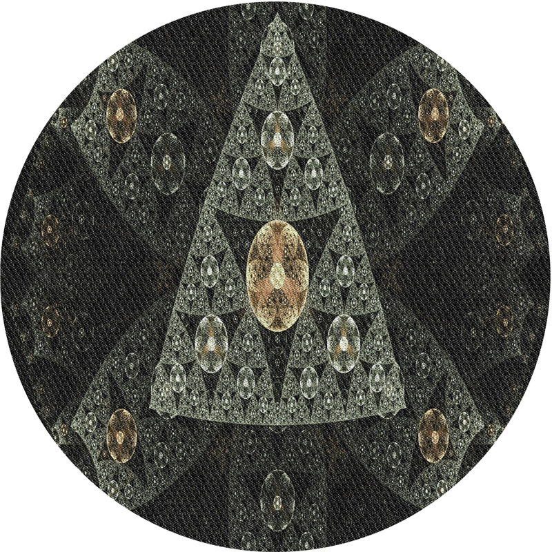 Tapis noir/brun tissé à la machine, Rond 5 pi