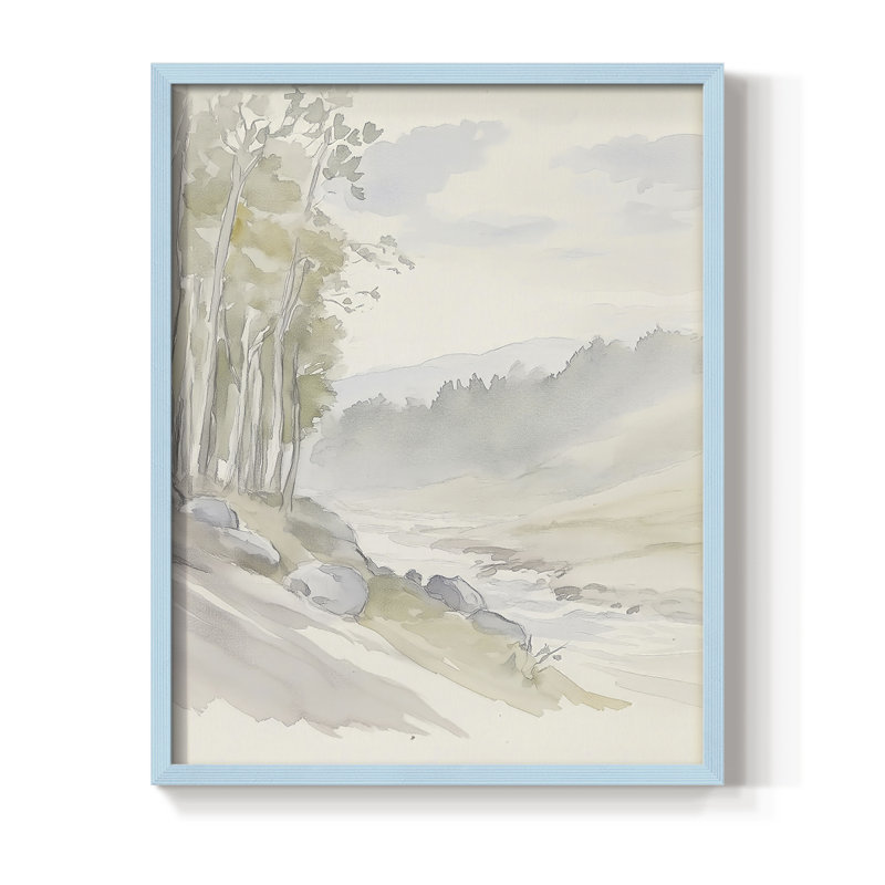 Impression abstraite encadrée CCXIV - prête à être accrochée, Bleu, H 10 po x l 8 po