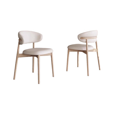 Modern solid wood upholstered leather-like dining chair