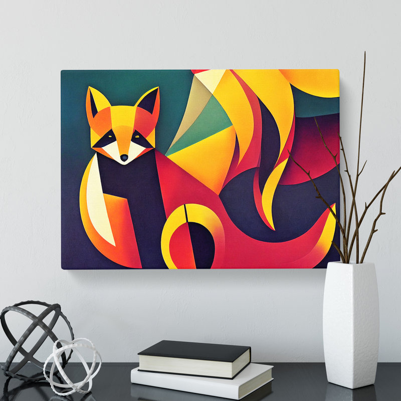 Fox Art Deco Abstract - Wrapped Canvas, 40cm H x 60cm W x 3cm D