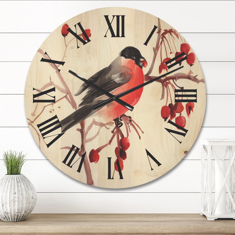 Horloge murale bouvreuil sur une branche, Petit