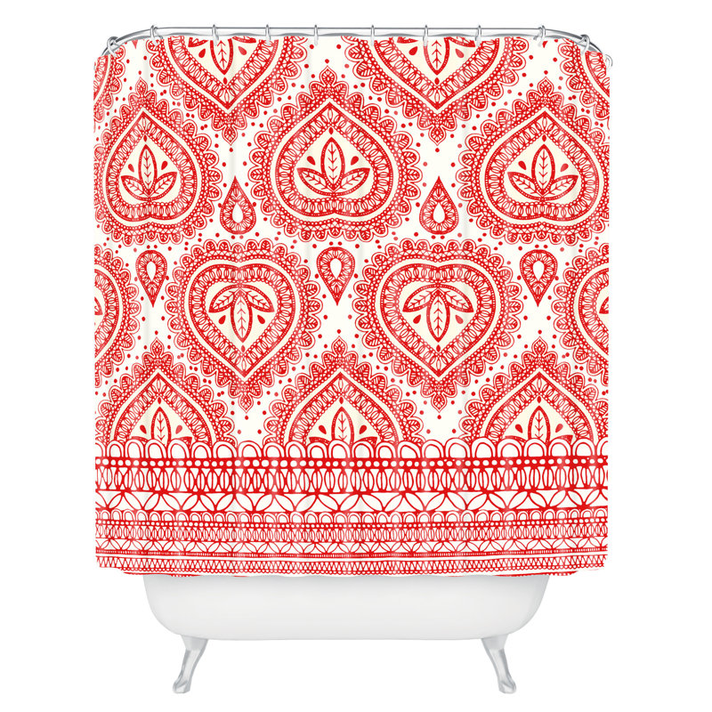 Rideau de douche simple décoratif Giffin, Rouge
