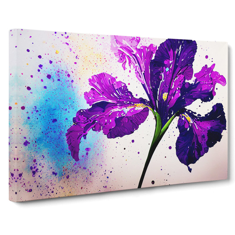 Iris Flower Splash Vol.5 Abstract - Wrapped Canvas Print, 50cm H x 76cm W x 3cm D