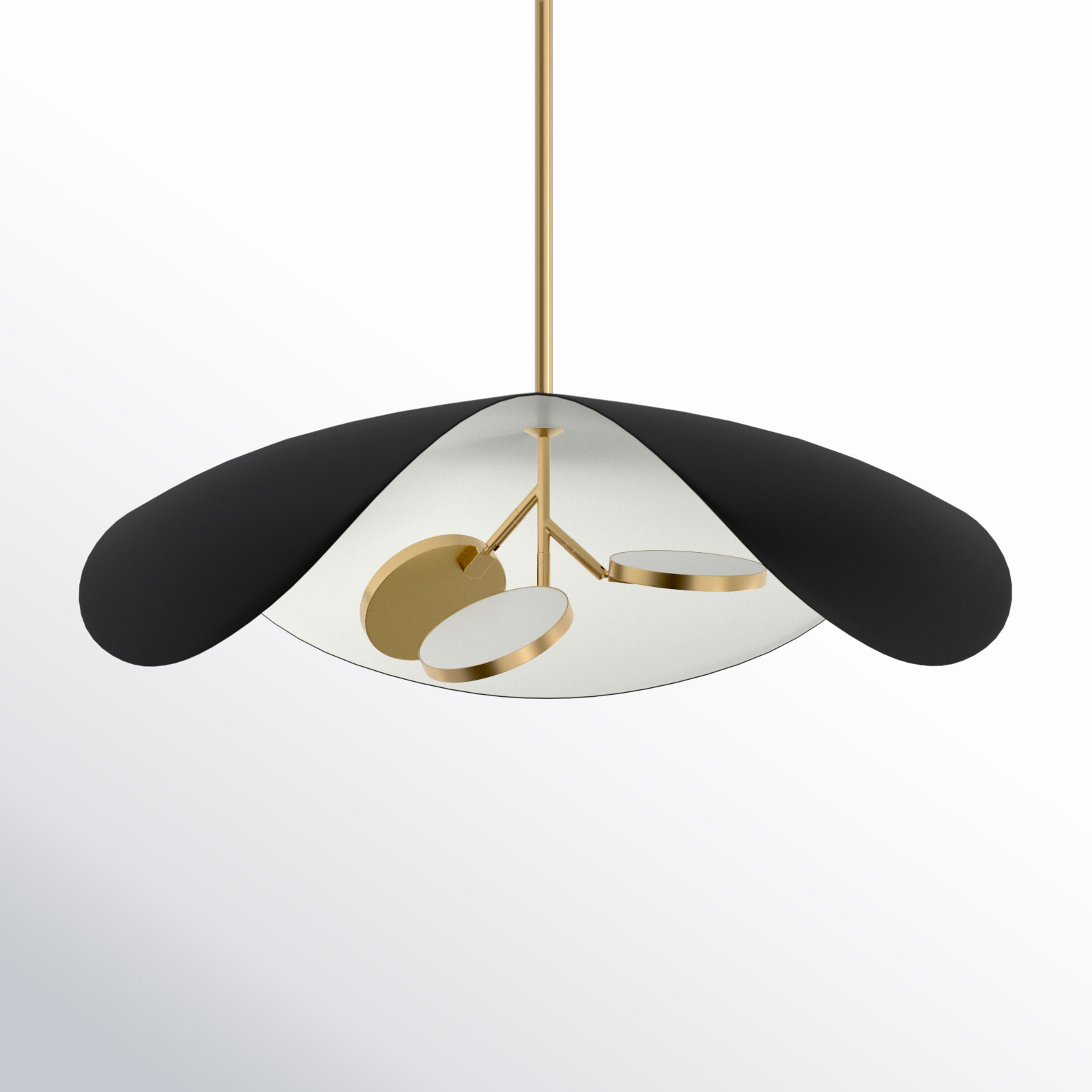Hinton 3 Light Metal Dimmable LED Pendant, Black/Gold
