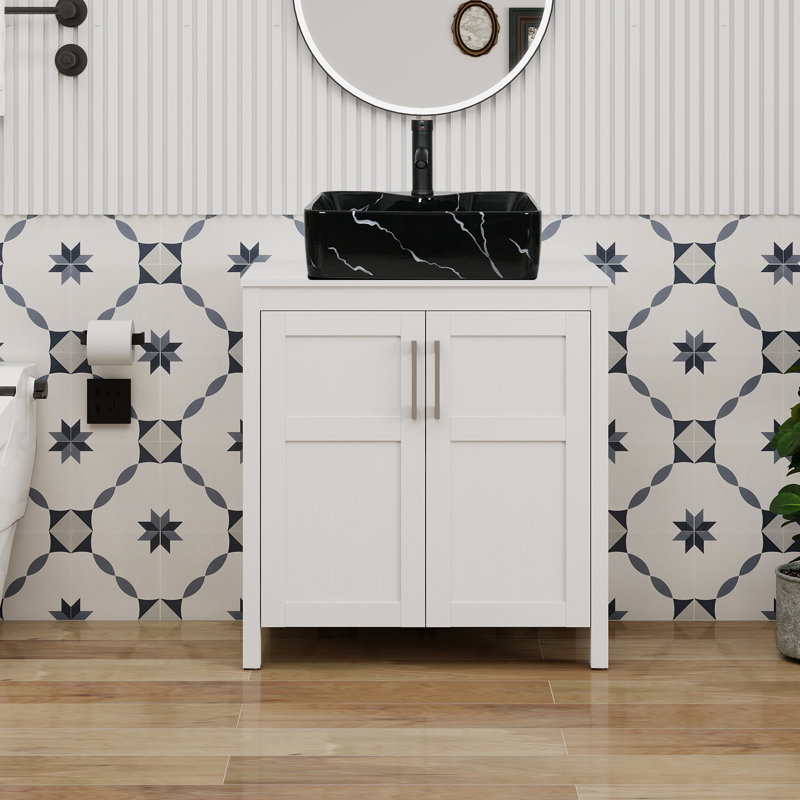30" Free-Standing Modern Single Bathroom Vanity With Sink, White