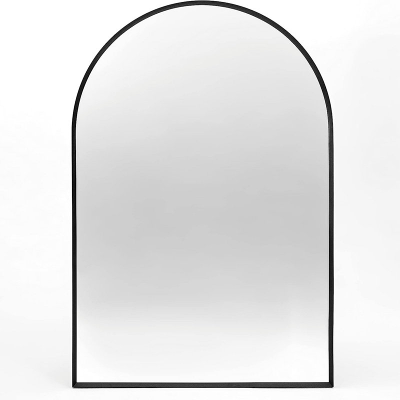 Metal Framed Arched Bathrrom Mirror For Wall, Silver, 32" x 24"