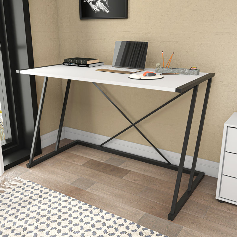 Lenes 120cm W Rectangular Desk, White/Black