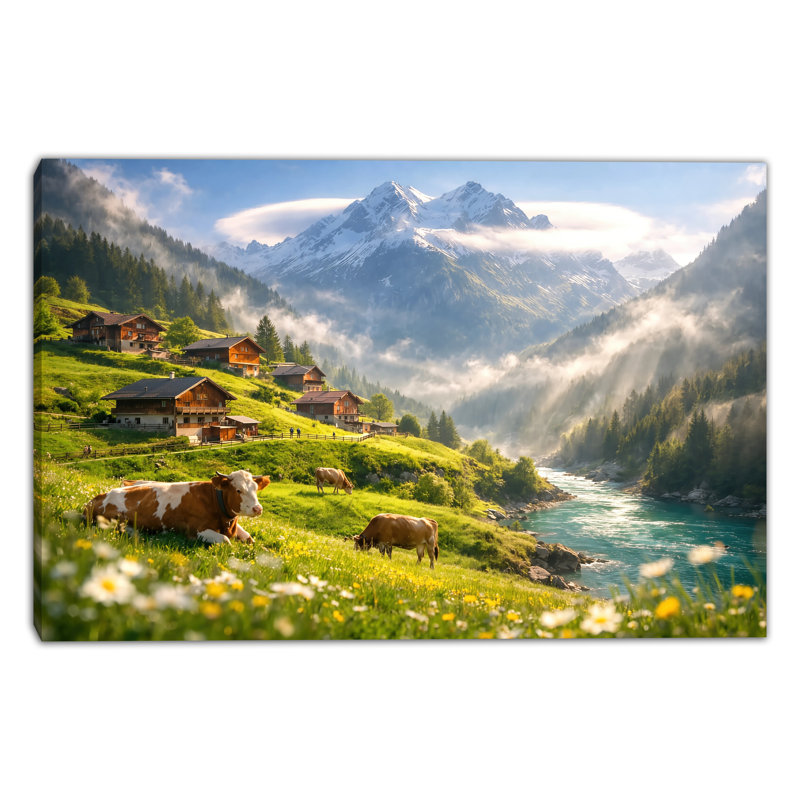 «Alpine Valley Pasture», art mural sur toile tendue, H 12 po x l 16 po x P 1 po