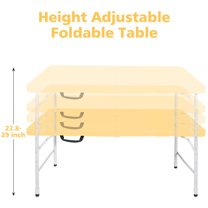 Table pliante portative jaune pâle 4Tt, Jaune clair