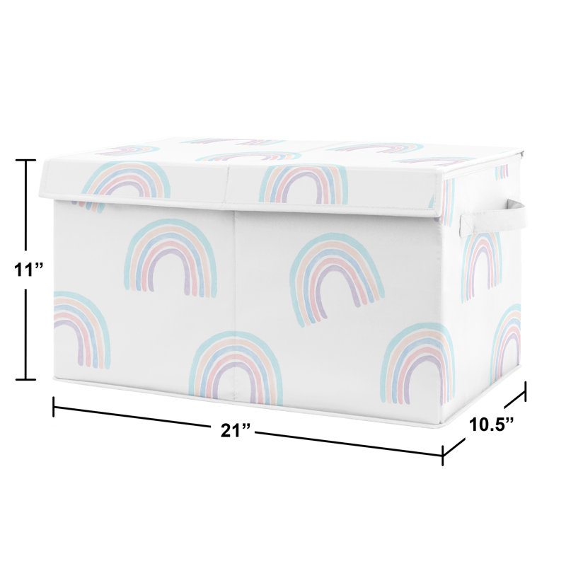 Pastel Rainbow Fabric Storage Toy Bin with Lid
