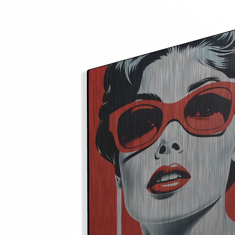 Art mural en métal «Lady In Red» par Andreas Magnusson par George Oliver, H 24 po x l 16 po