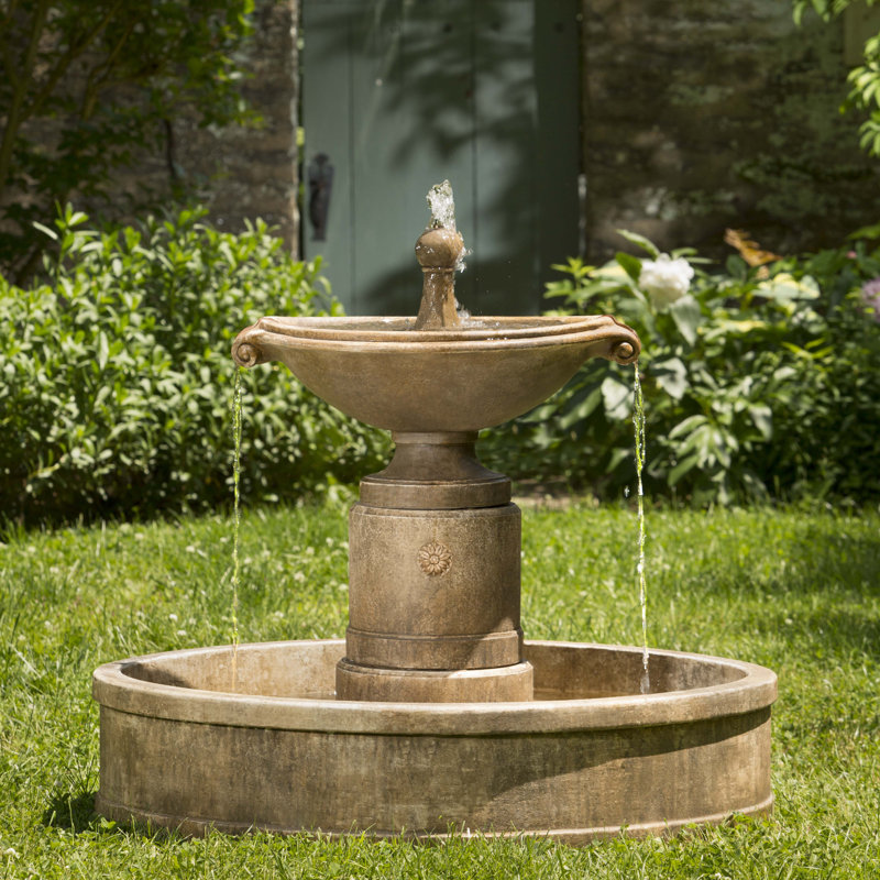 Borghese Hand Crafted Weather Resistant Floor Fountain, English Moss