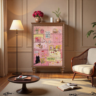 Armoire de rangement en bois massif rose