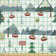 Tod Snow Capped Mountains Trees and Elevators Ski Resort Setting Fabric
