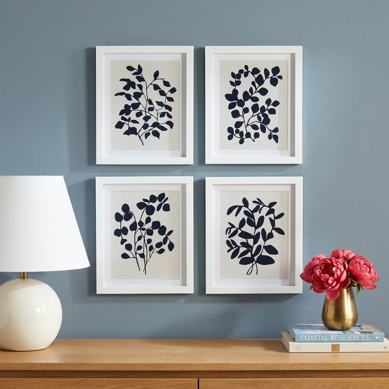 Leafy Vine Indigo Prints, Set of 4