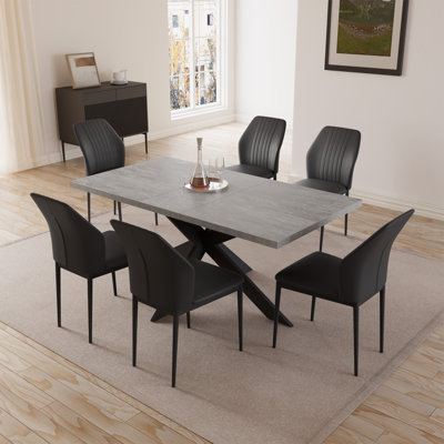 Ensemble de salle à manger 7 pièces, table de salle à manger extensible avec 6 chaises rembourrées