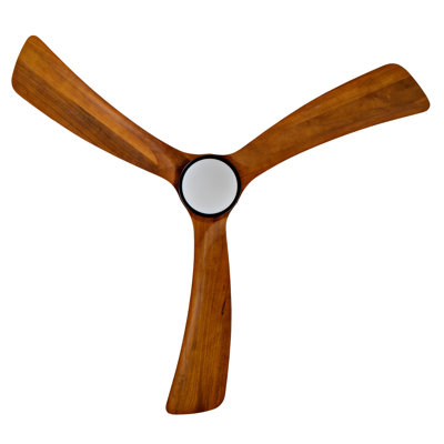 52 Inch Ceiling Fans with Lights and Remote Control, Outdoor Ceiling Fan for Patios, Black Ceiling Fan with Lights for Bedroom, Noiseless DC Motor, Dimmable Led 3 Solid Wood Blades