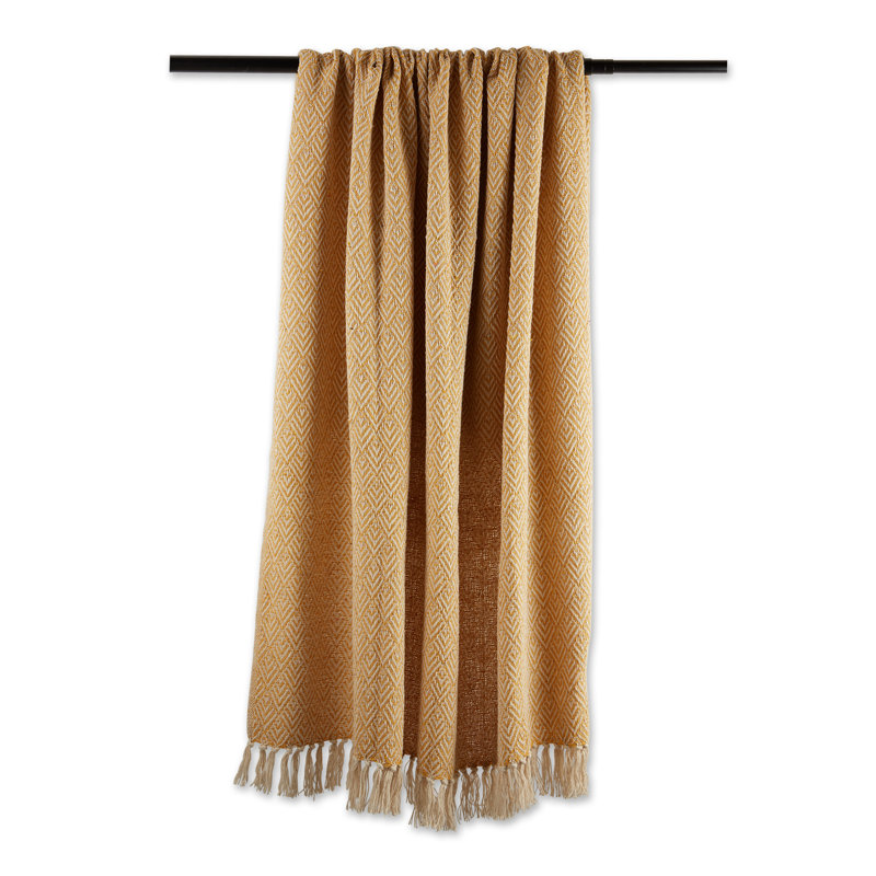 Hand Woven Throw Blanket, Yellow Chevron