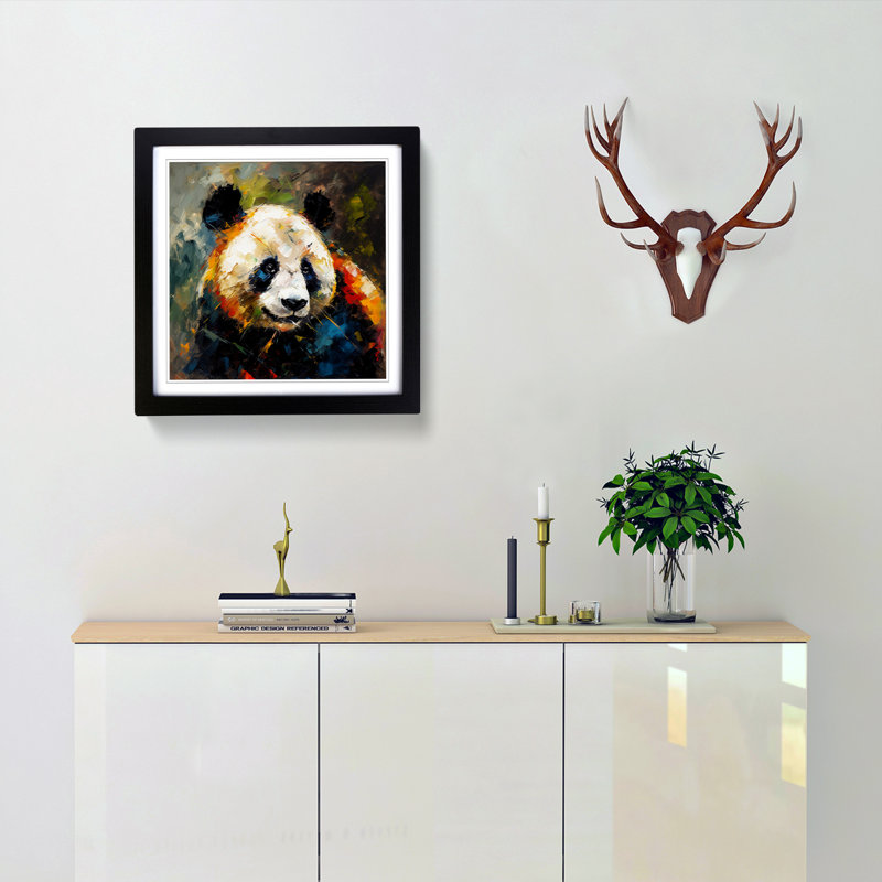 Panda Palette Knife Painting No.4 - Framed Print, Black
