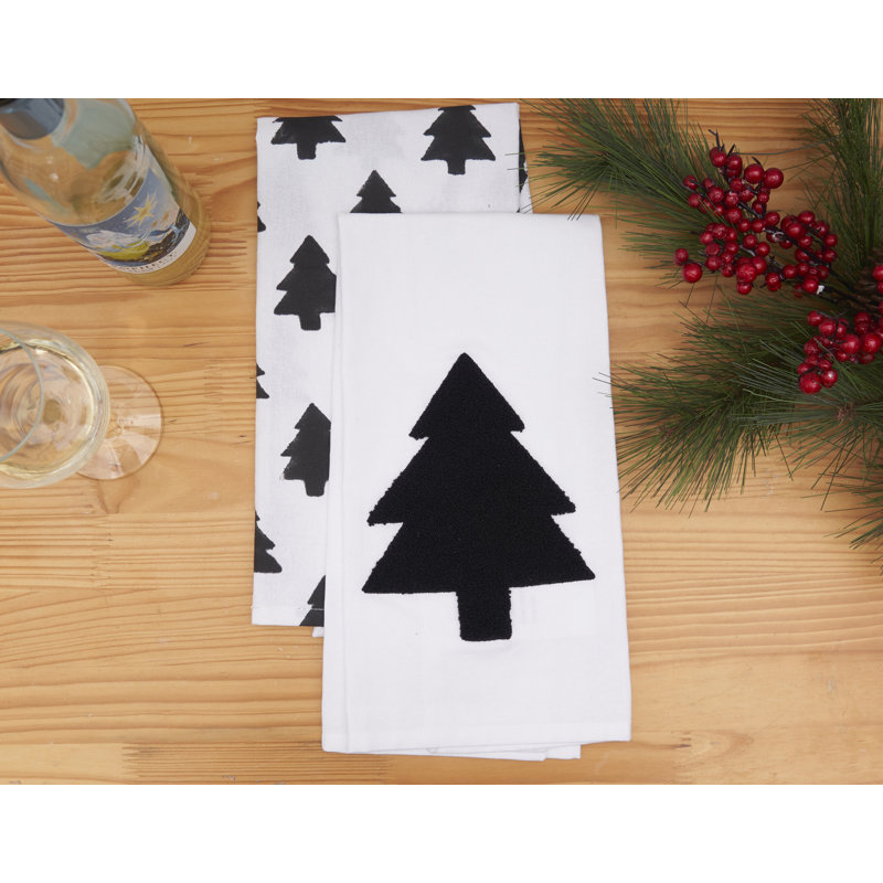 Ensemble de 2 serviettes noires et blanches