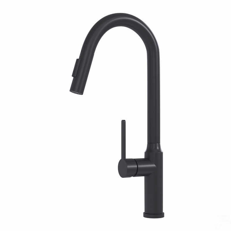 Robinet de cuisine rétractable 18,83 po, Noir mat