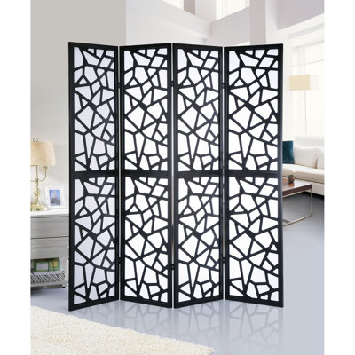 Giyano 4 Panel Screen Room Divider, Black