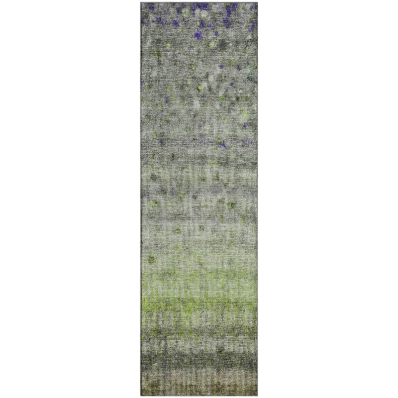 Premium Machine Washable Mayfield Stripes Rug, 2'3" x 7'6" Runner, Green