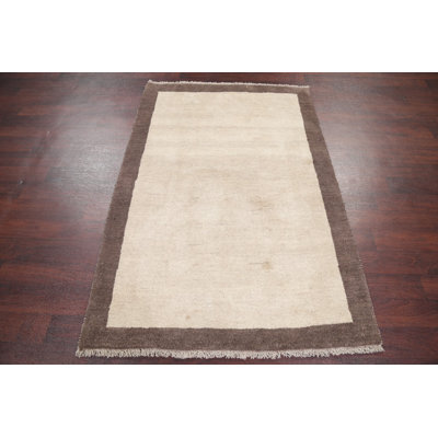 One-of-a-Kind Allerdale Gabbeh Shiraz Persian Hand-Knotted 4' 1'' x 6' 2'' Wool Beige/Ivory Area Rug -  Isabelline, 3346A72DE54C4671BE1E5B17FCD4E239