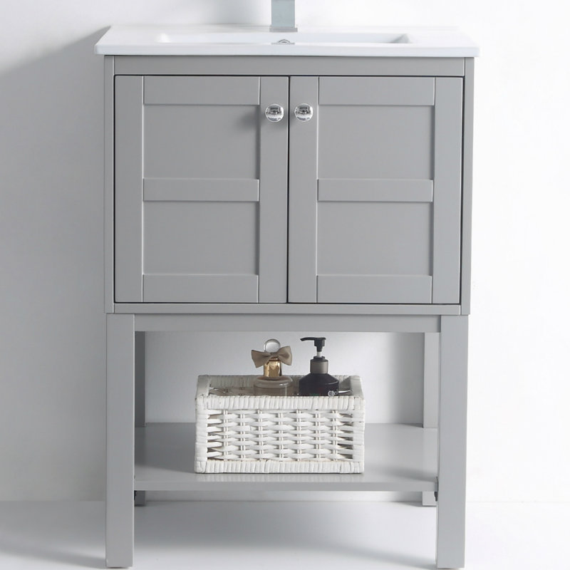 Wilner 24'' Single Bathroom Vanity with Ceramic Top, Gray