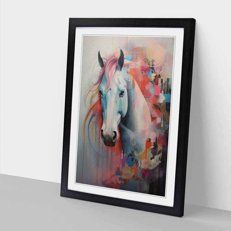 Pony Contemporary 1 Piece Single Picture Frame Wall Art, 64cm H x 46cm W x 2cm D, Black Framed