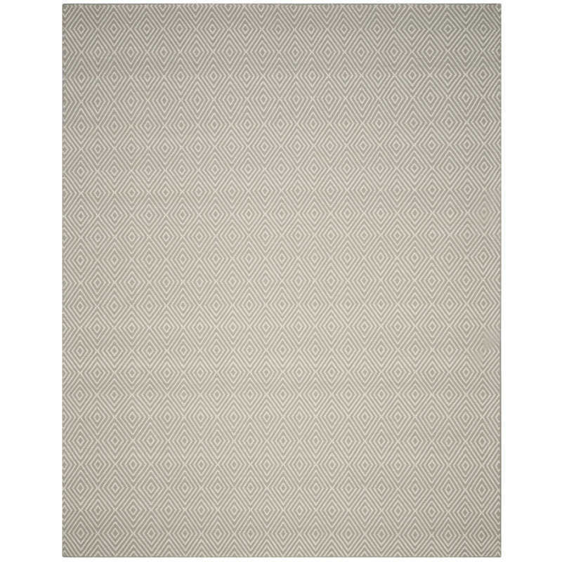 Tapis géométrique en laine et en coton crocheté à la main Holdrege, Rectangle 9 pi x 12 pi