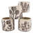 Set Of 4 Sand And Cement Planters With Botanical Motifs
