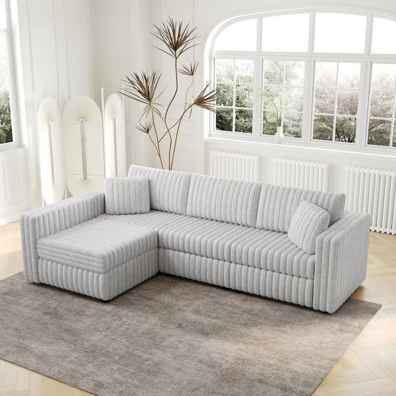 Canapé modulaire en L avec coussins, Microfibre gris clair