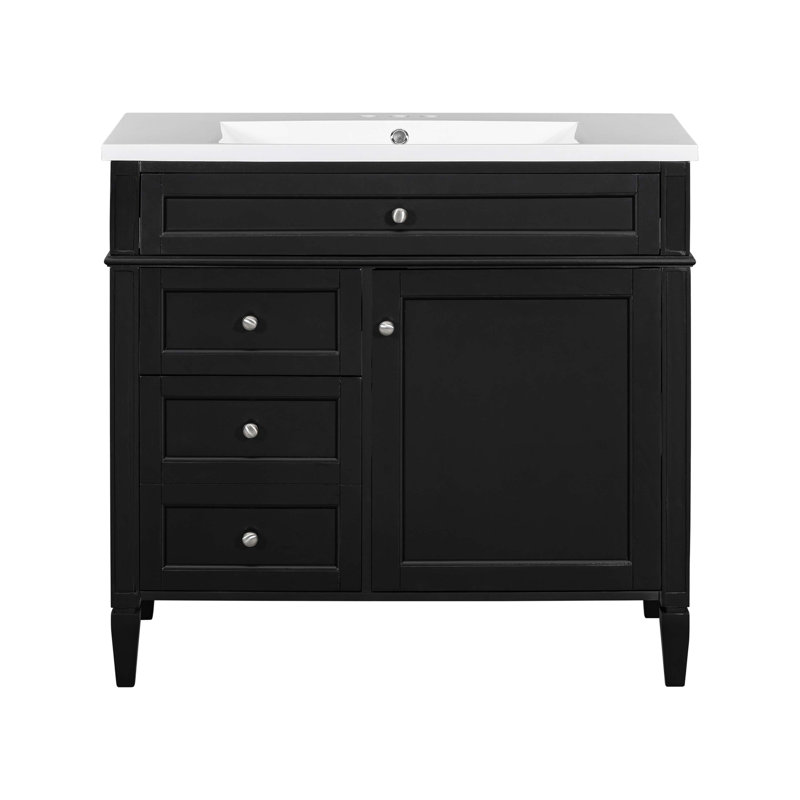 Meuble-lavabo 36 po avec lavabo supérieur, Noir
