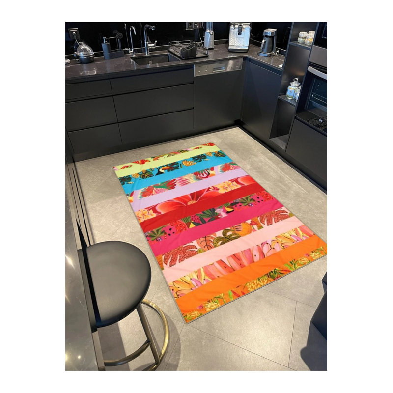 Tapis créatif à motif de rayures colorées, Rectangle 2 pi 4 po x 4 pi
