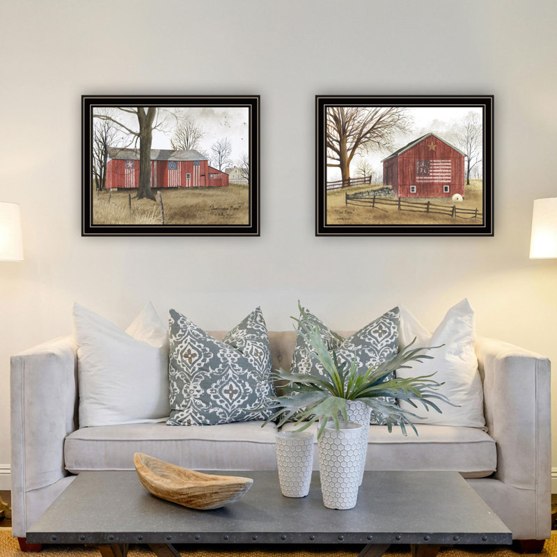 «Trendy Decor» 4U 2 pièces vignette All American Barns, impression murale pour salon, Black