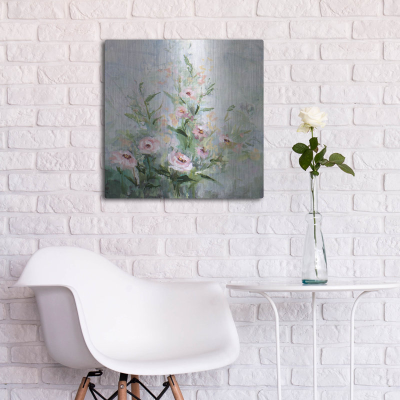 Art mural en métal luxueux «Garden Secrets 2» par Karen Hale, 24 po x 24 po, H 24 po x l 24 po