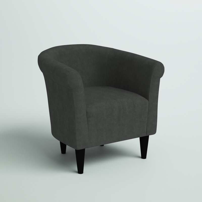 Liam Upholstered Barrel Chair, Ash Microsuede