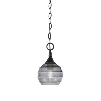 Mini-luminaire suspendu en chaîne, finition cuivre noir, verre fumée 6 po