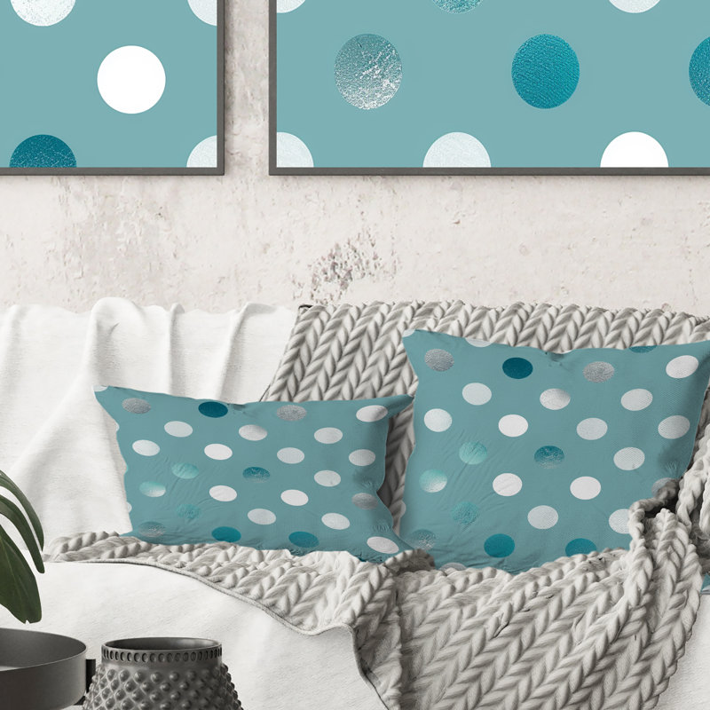 Glam Poka Dots - Coussin lombaire Glam, Bleu / blanc