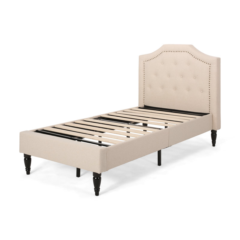 Lit plateforme tapissier Zakk, Beige