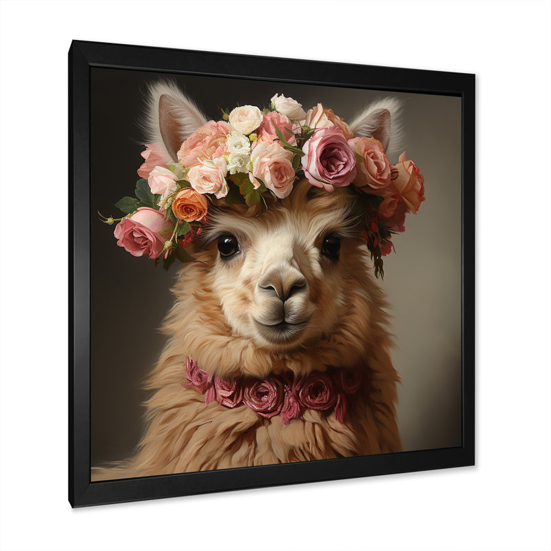 Art floral, alpaga, Cadre simple noir, H 36 po x l 36 po x P 1,5 po