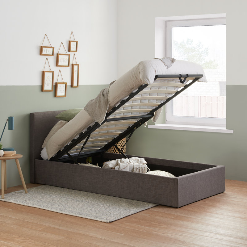 Beckey Upholstered Ottoman Bed, Single (3'), Grey