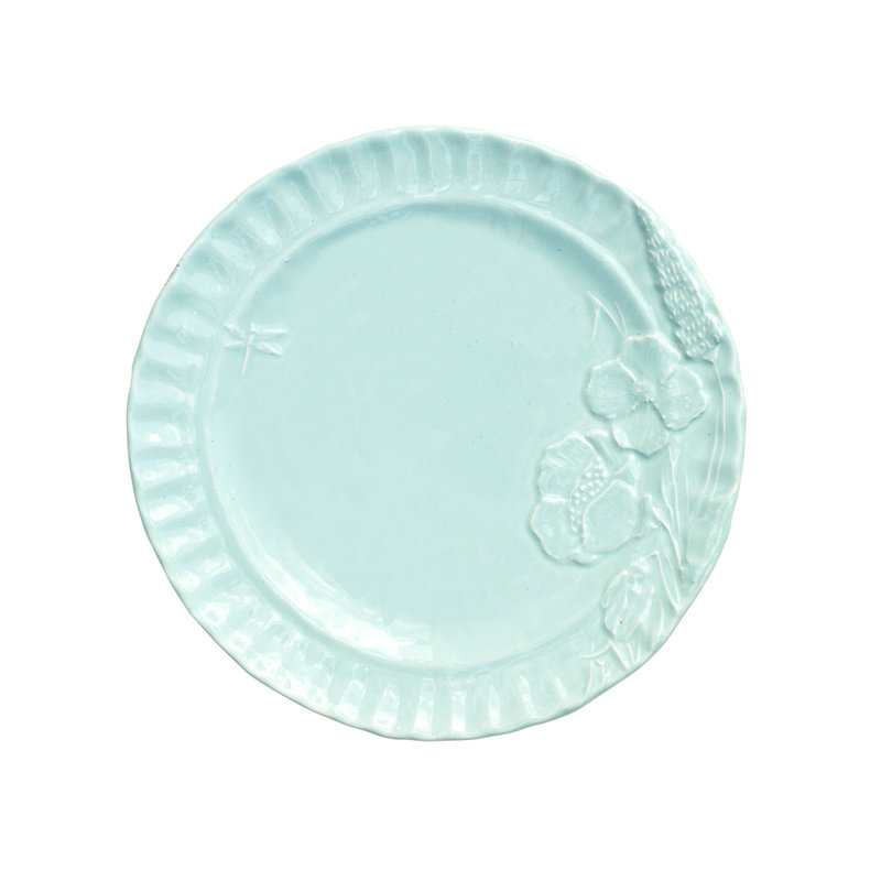 Pietra Fiori Salad Plate, Aqua