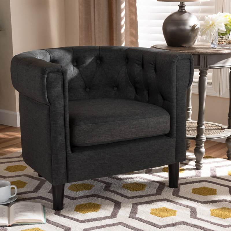 Chauntrice Upholstered Chesterfield Chair, Gray
